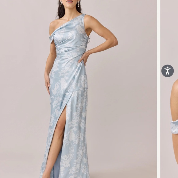 Revelry Light Blue Floral One-Shoulder Maxi Dress - Picture 1 of 3